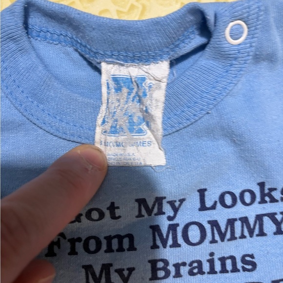 Vintage Powder Blue Short Sleeve Tee with Humorous Print - Picture 5 of 7